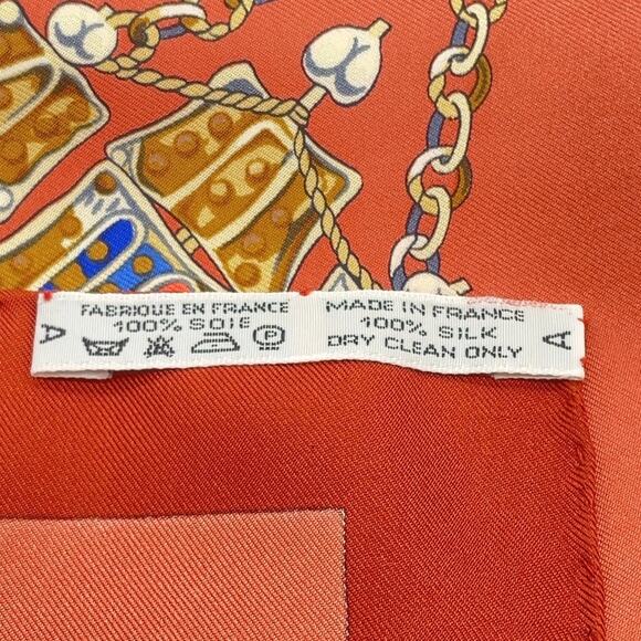 Hermes Carré 90 KOSHIMA Cosima Space J.Abadie Orange Silk Scarf W/Box NWT - Picture 13 of 16